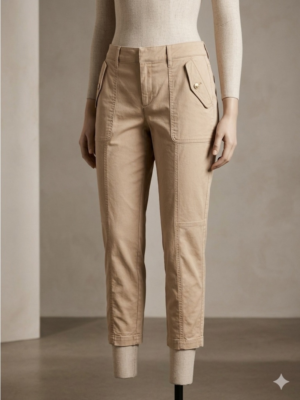 White House Black Market High-Rise Slim Ankle Tan Pret-A-Jet Pant Size 14